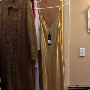 Long silk gold dress